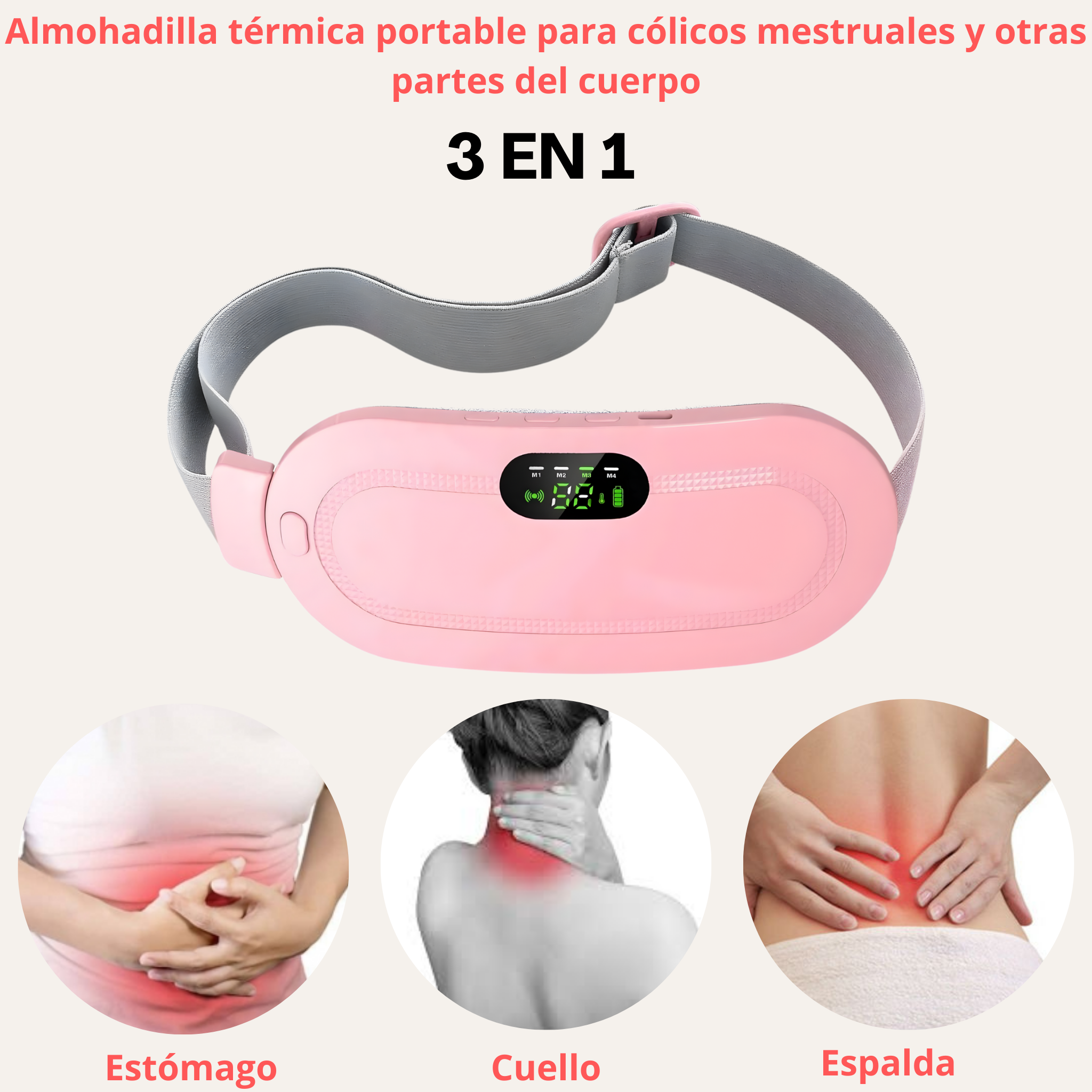 Almohadilla térmica portátil para cólicos menstruales